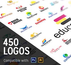 450个商业标志合集：450+ Professional Logo Templates in Ai and PSD Fo